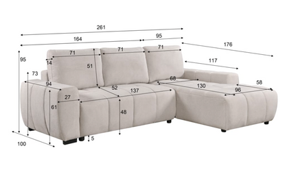 Lora Sofa Bed Black Right Hand Facing Corner