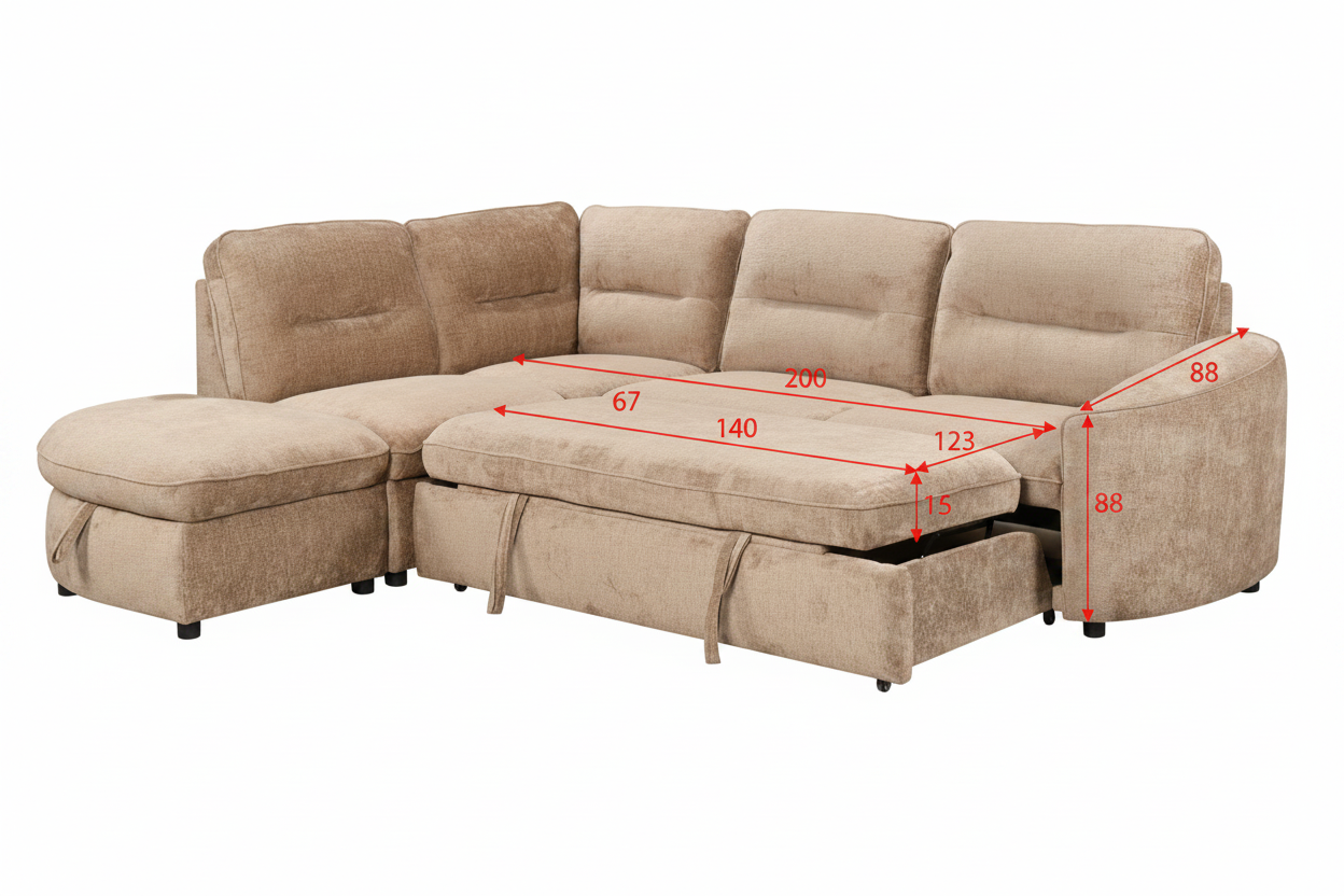 Mirella Sofa Bed Right Hand Facing Corner Dark Grey