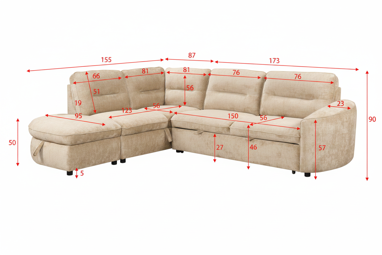 Mirella Sofa Bed Right Hand Facing Corner Dark Grey