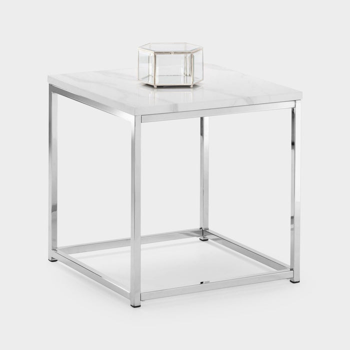 Skye Lamp Table White Marble/Chrome