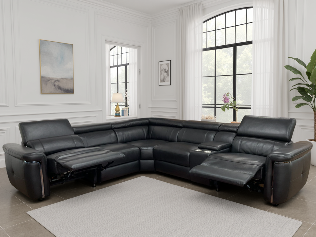 Somerville Electric Recliner Sofa Black Large Corner
