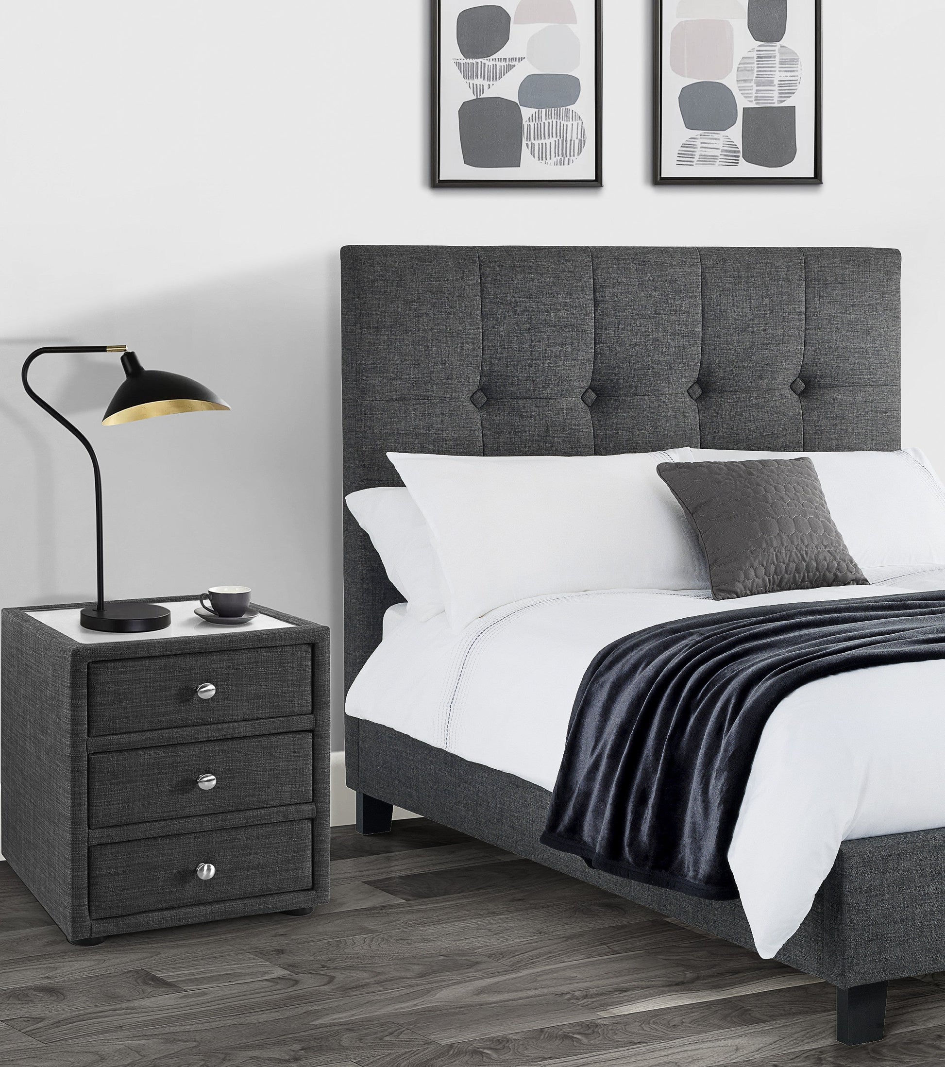 Sorin 3 Drawer Bedside Grey
