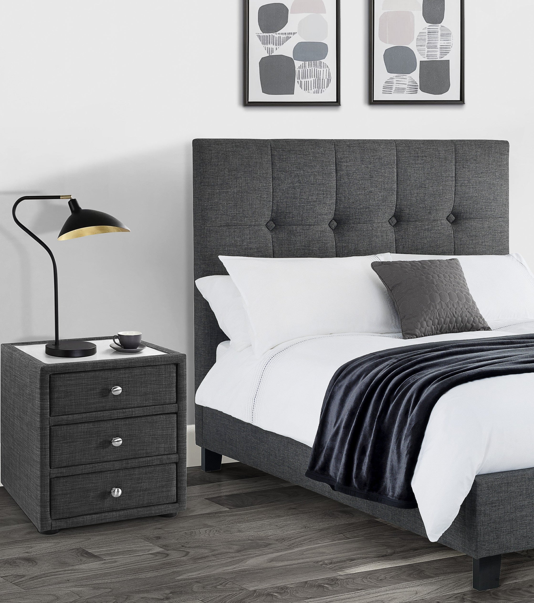 Sorin 3 Drawer Bedside Grey