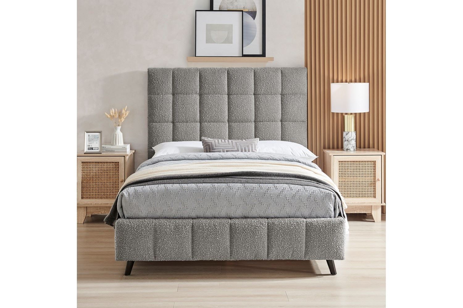 Starla Bed Frame Double Grey Boucle