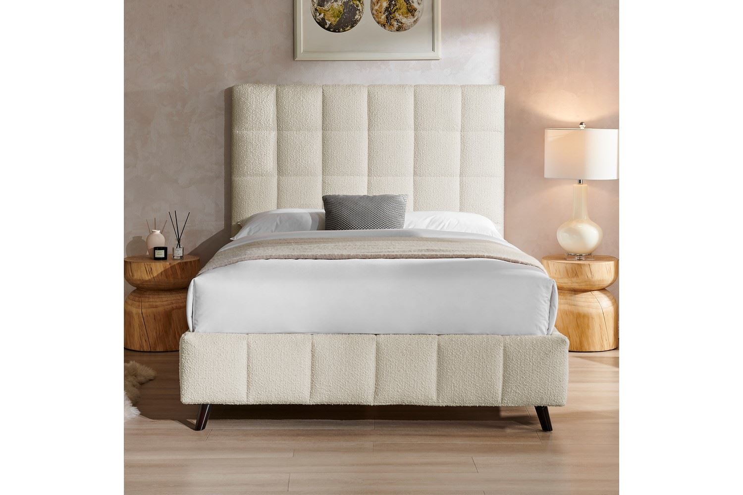 Starla Bed Frame Double Ivory Boucle