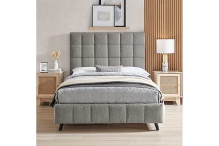 Starla Bed Frame King Grey Boucle