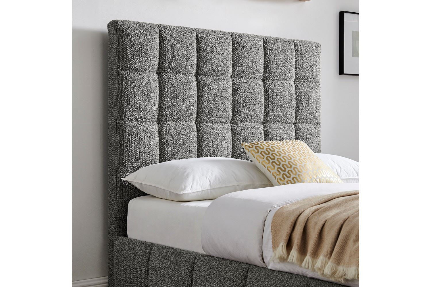 Starla Storage Bed Frame Double Grey Boucle