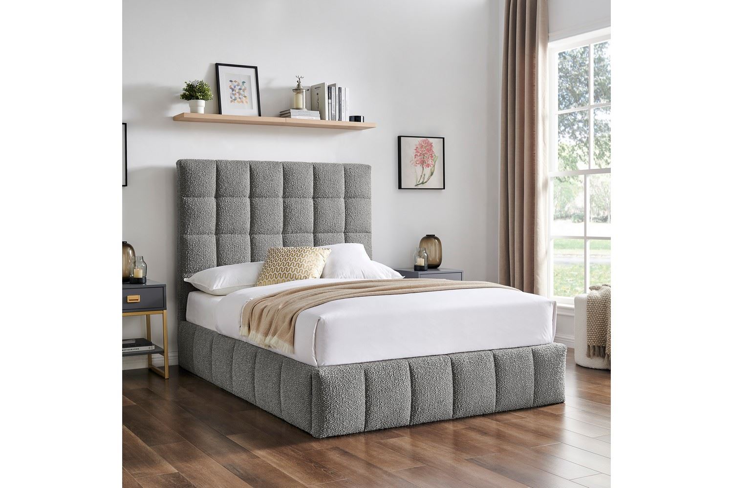 Starla Storage Bed Frame Double Grey Boucle