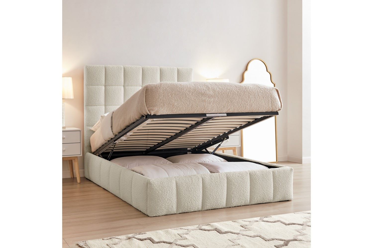 Starla Storage Bed Frame Double Ivory Boucle