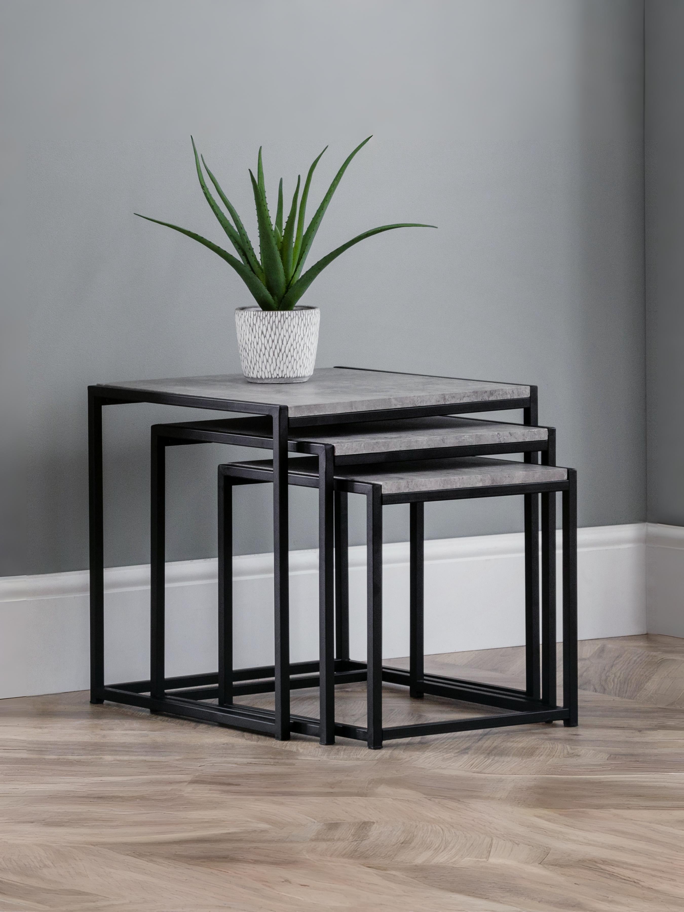 Tala Concrete Nest Of 3 Tables Concrete/Black