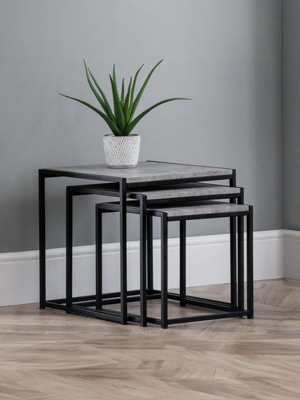 Tala Concrete Nest Of 3 Tables Concrete/Black