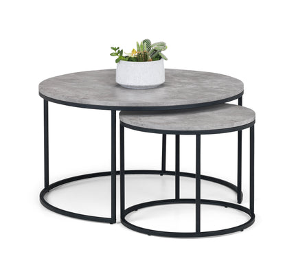 Tala Concrete Round Nesting Coffee Table Concrete/Black