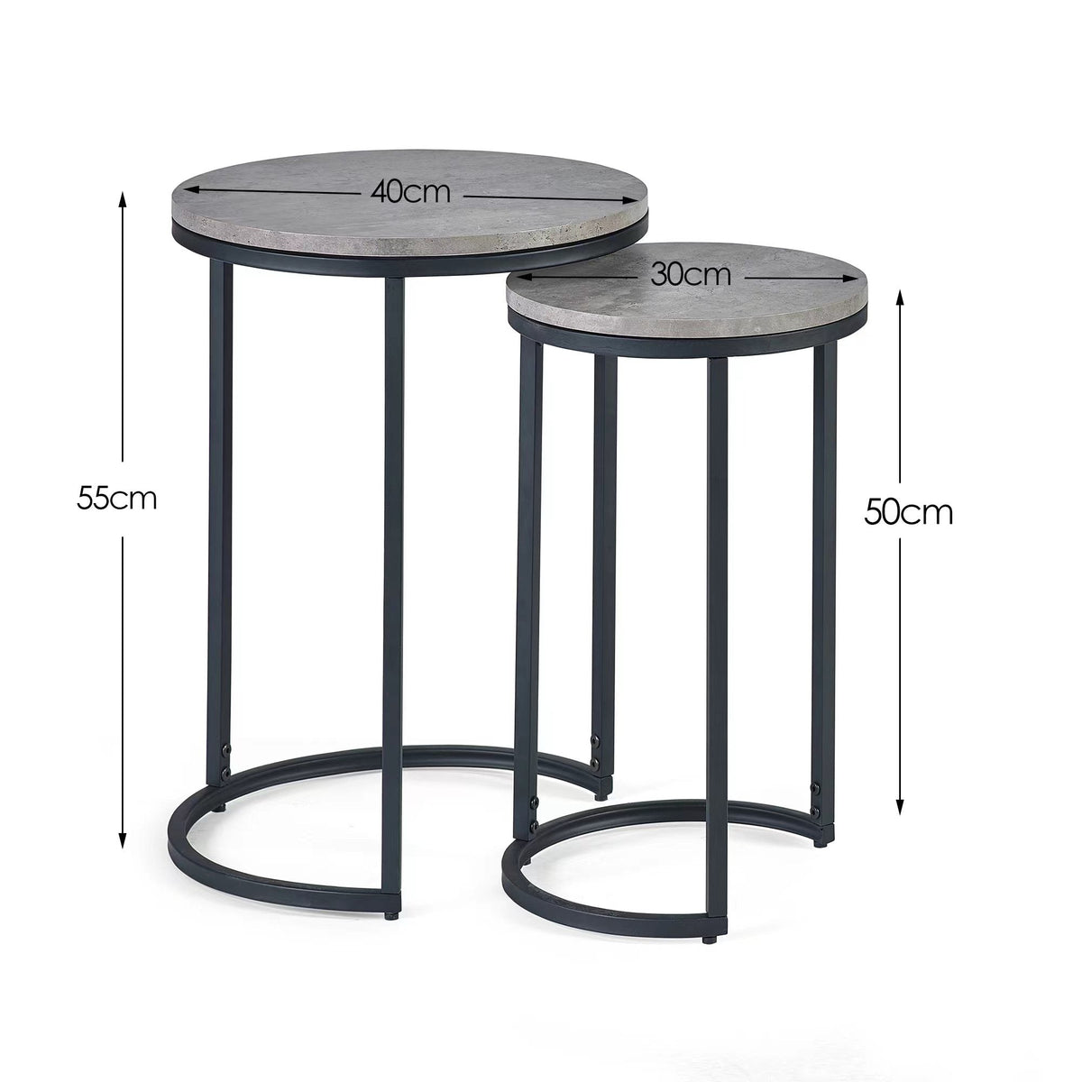 Tala Round Nesting Side Tables Concrete/Black