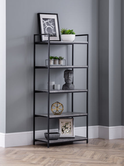 Tala Tall Concrete Bookcase Concrete/Black