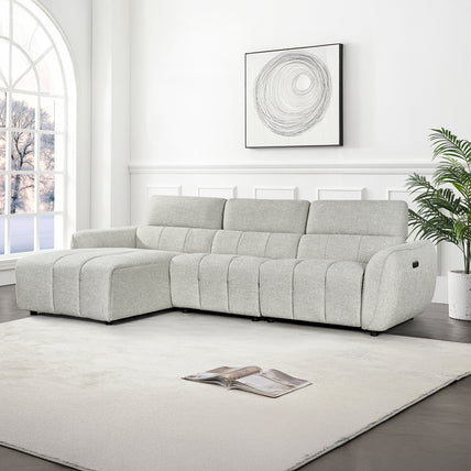Turin Electric Recliner Sofa Silver Left Hand Corner