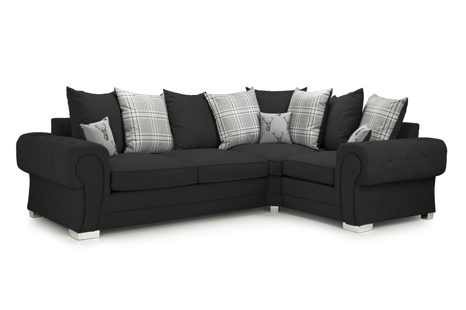 Verona Scatterback Sofa Black Right Hand Facing Corner