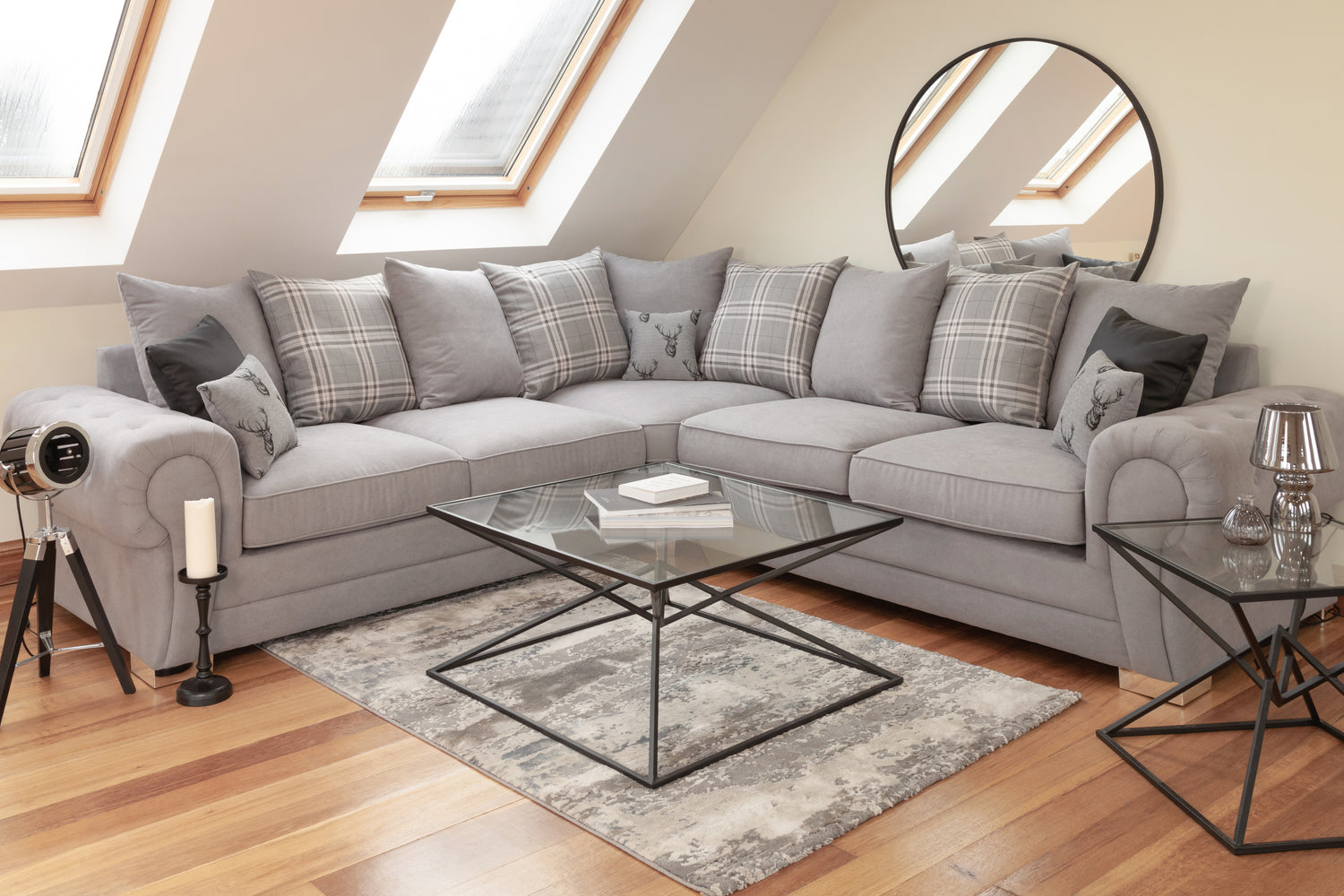 Verona Scatterback Sofa Grey Large Corner