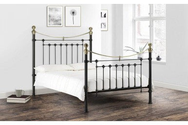 Victoria Bed Frame Double Black/Brass