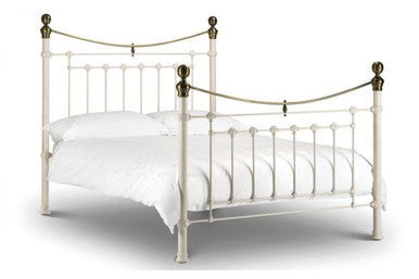 Victoria Bed Frame Double White/Brass