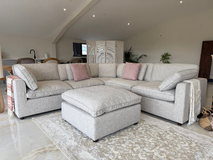 Santorini Sofa Grey Large Corner with Footstool