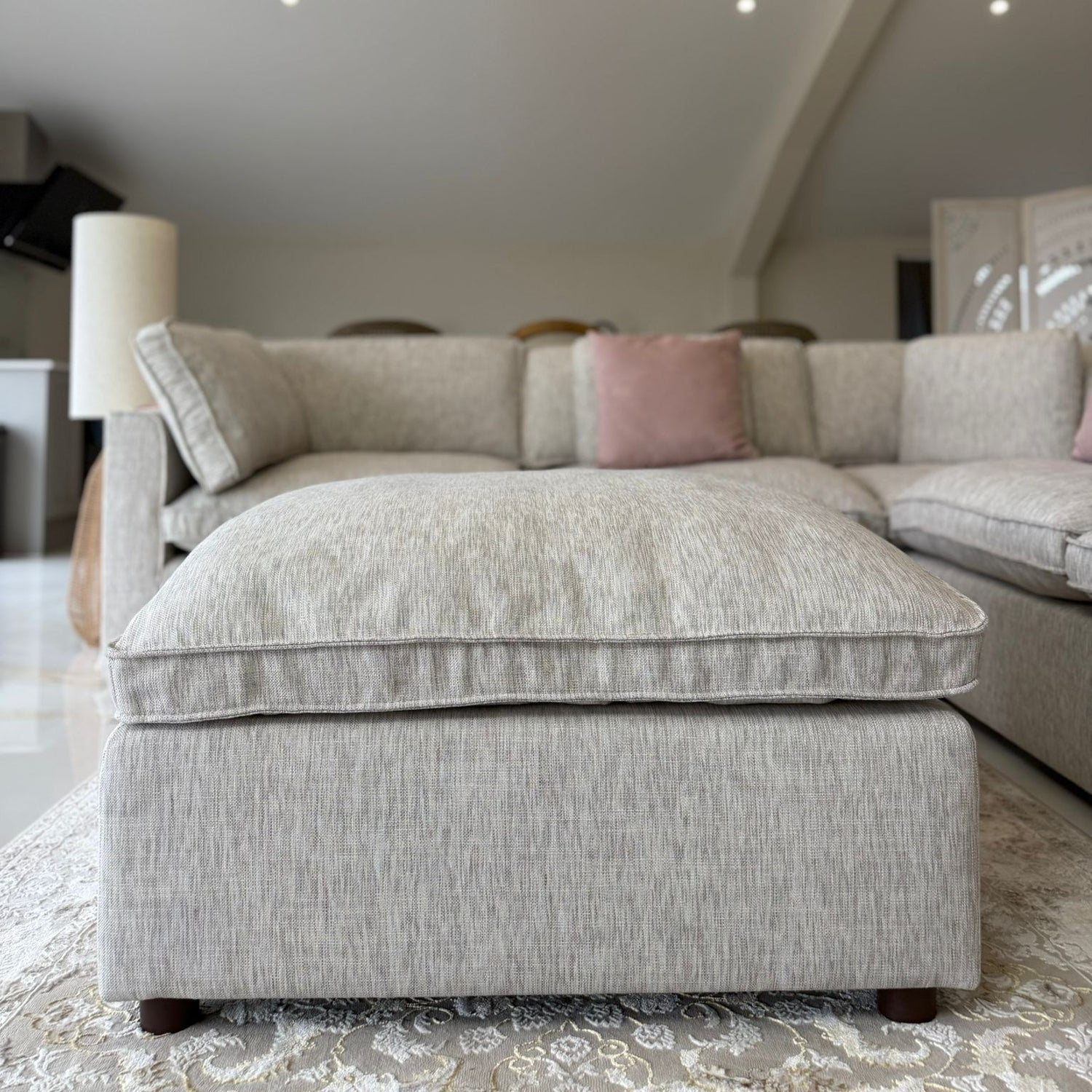 Santorini Sofa Grey Large Corner with Footstool