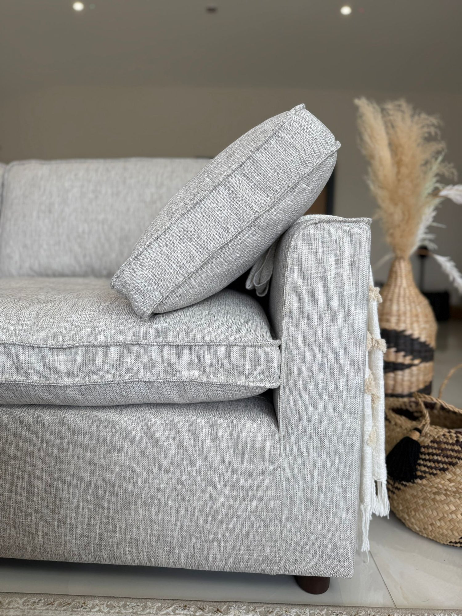 Santorini Sofa Grey Large Corner with Footstool