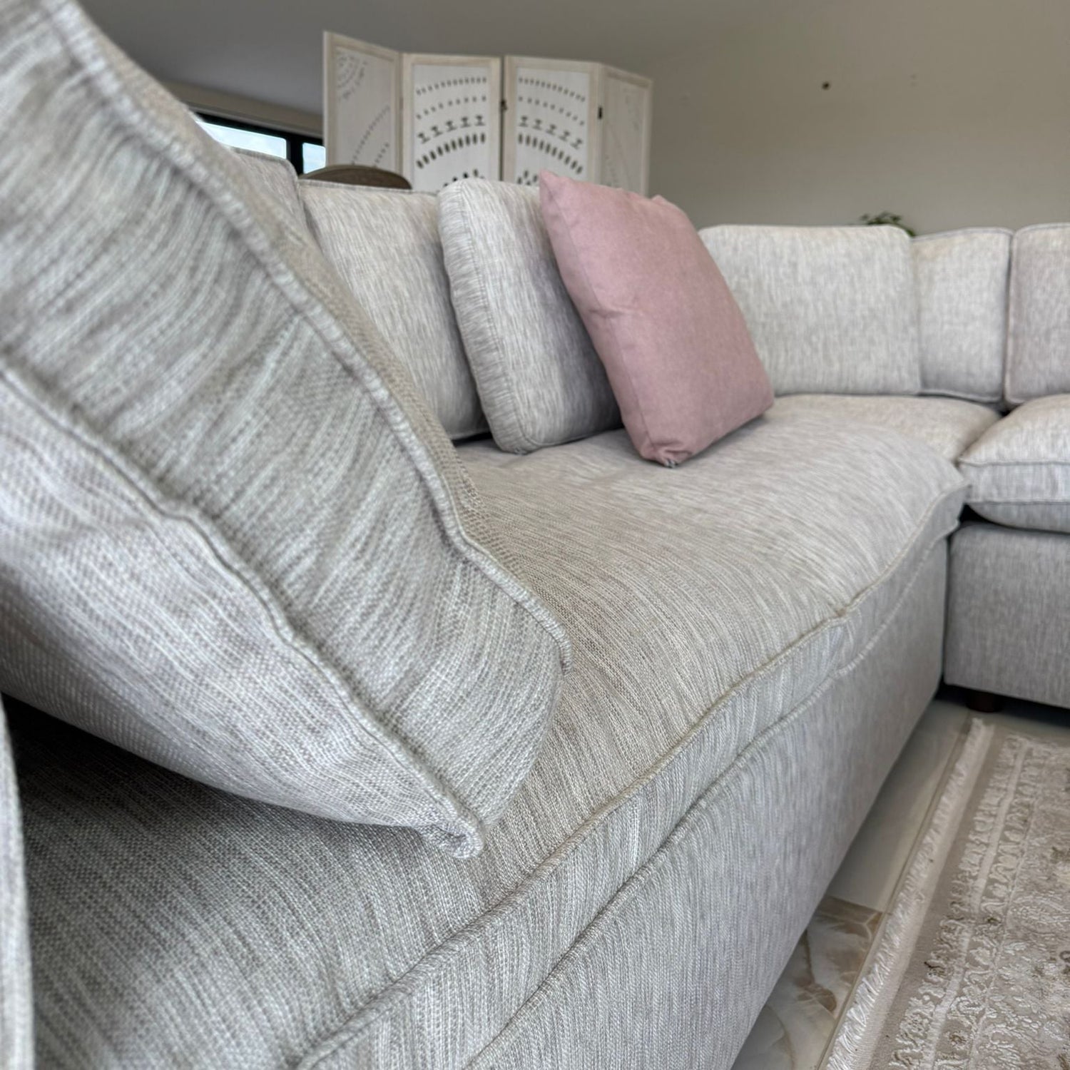 Santorini Sofa Grey Large Corner with Footstool