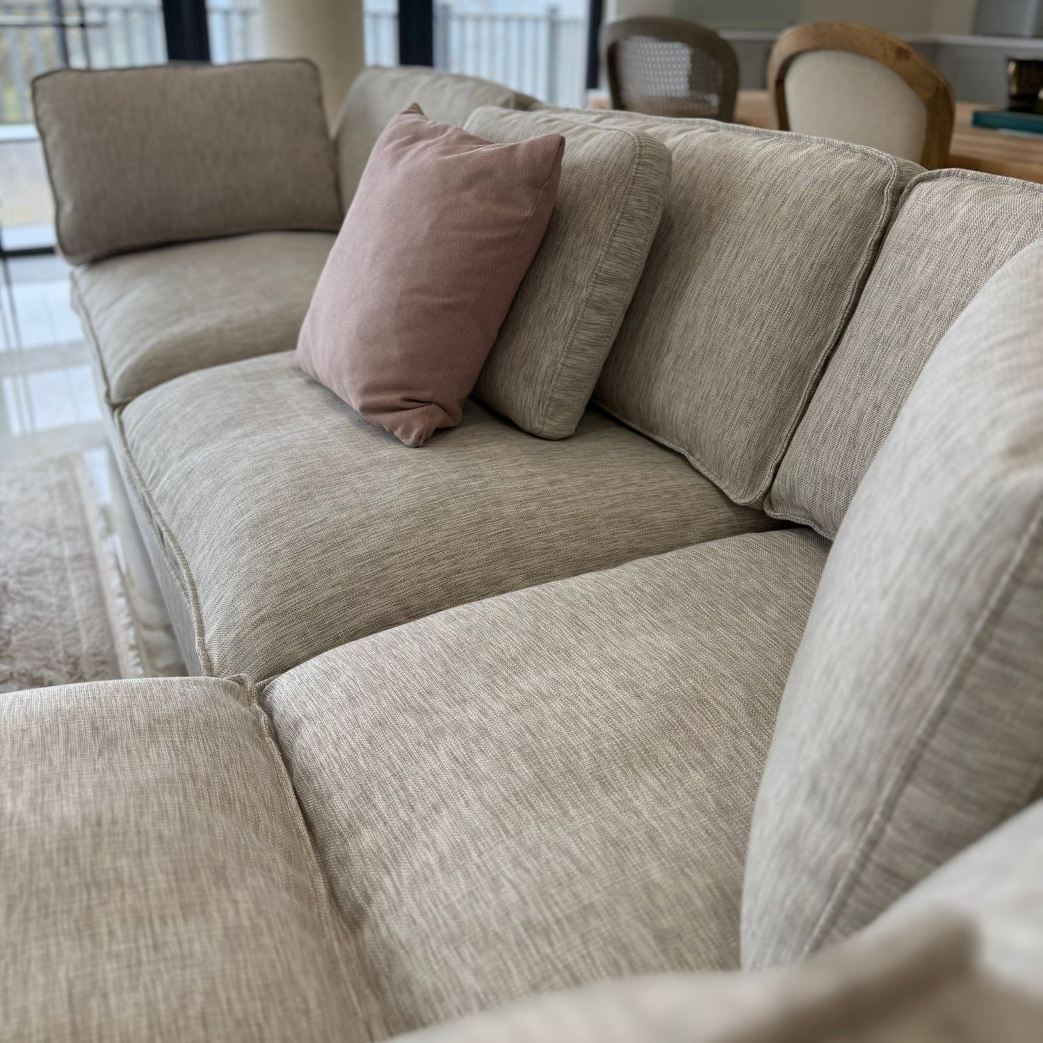 Santorini Sofa Grey Large Corner with Footstool