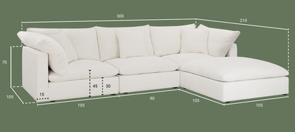 Lotus Feather Sofa Grey Modular Corner