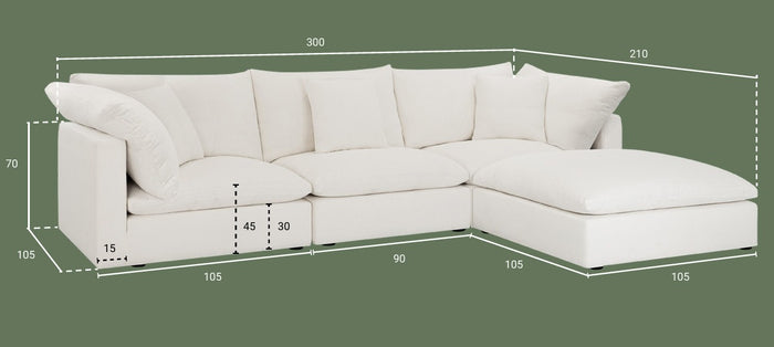Lotus Feather Sofa Stone Modular Corner