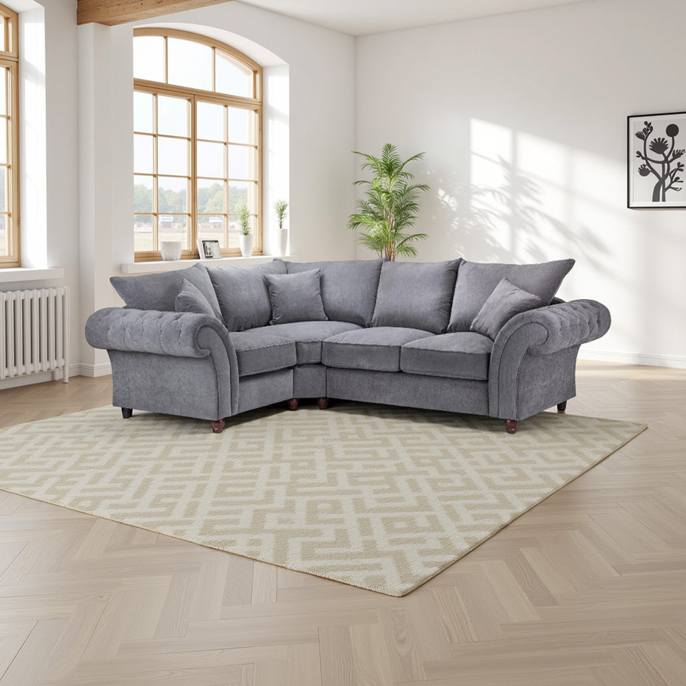 Windsor Fullback Sofa Grey Left Hand Facing Corner