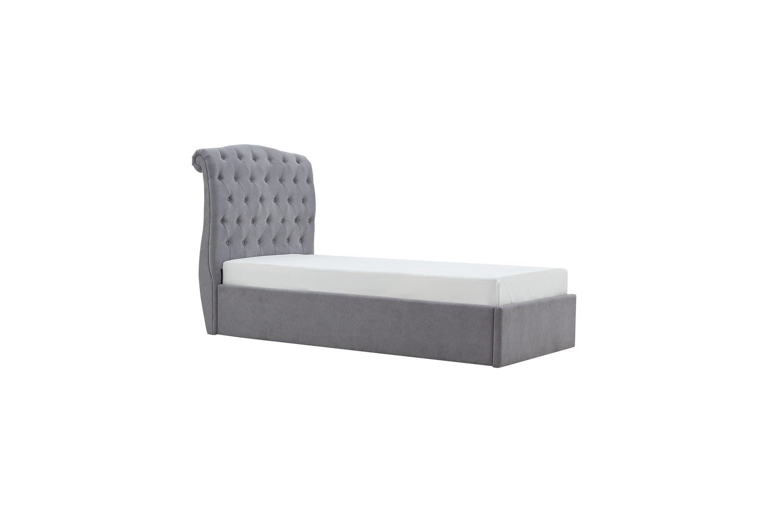 Rosa Storage Bed Frame Single Light Grey