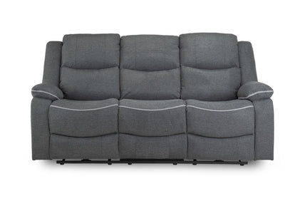 Harald Electric Recliner Sofa Grey Fabric 3 Seater