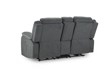 Harald Electric Recliner Sofa Grey Fabric 2 Seater