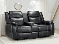 Galaxy Tech Recliner Sofa Black 2 Seater