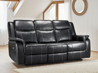 Galaxy Tech Recliner Sofa Black 3 Seater