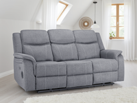 Galaxy Tech Recliner Sofa Grey Fabric 3 Seater