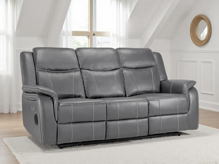 Galaxy Tech Recliner Sofa Grey 3 Seater