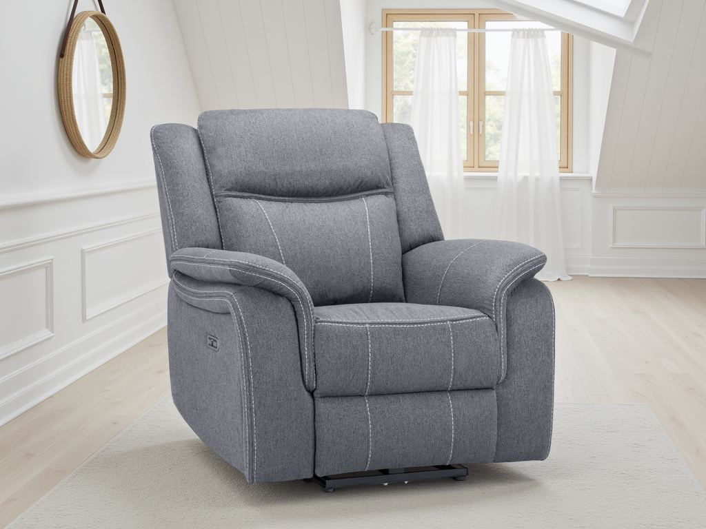 Galaxy Tech Recliner Sofa Grey Fabric Armchair