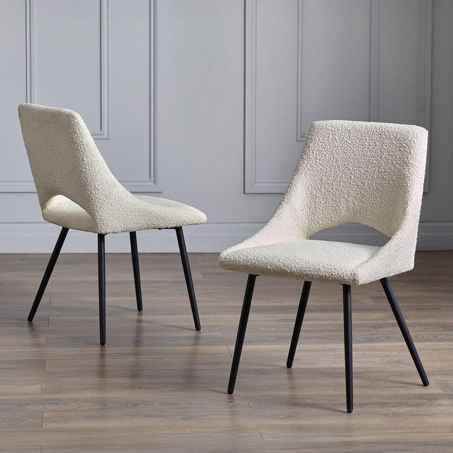 Apis Set Of 2 Dining Chairs Boucle Ivory