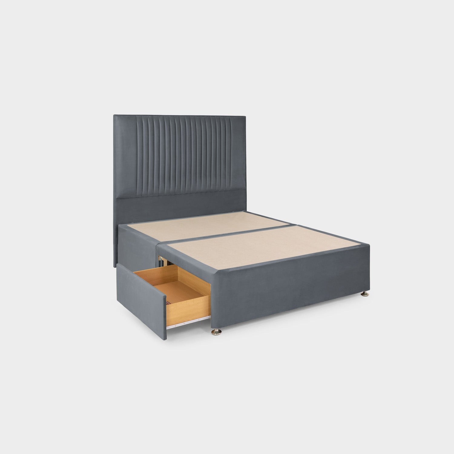 Bea 2 Drawer Bed Super King Plush Steel 2 Drawers