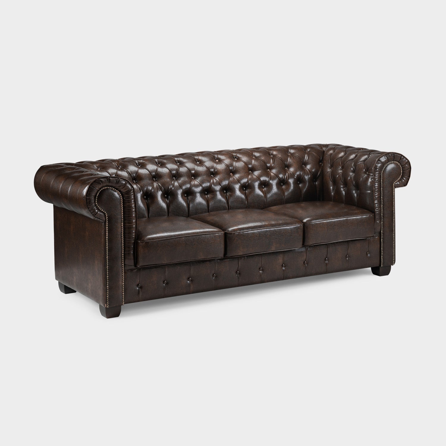 Chesterfield Sofa Antique Brown 3 Seater