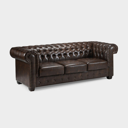 Chesterfield Sofa Antique Brown 3 Seater