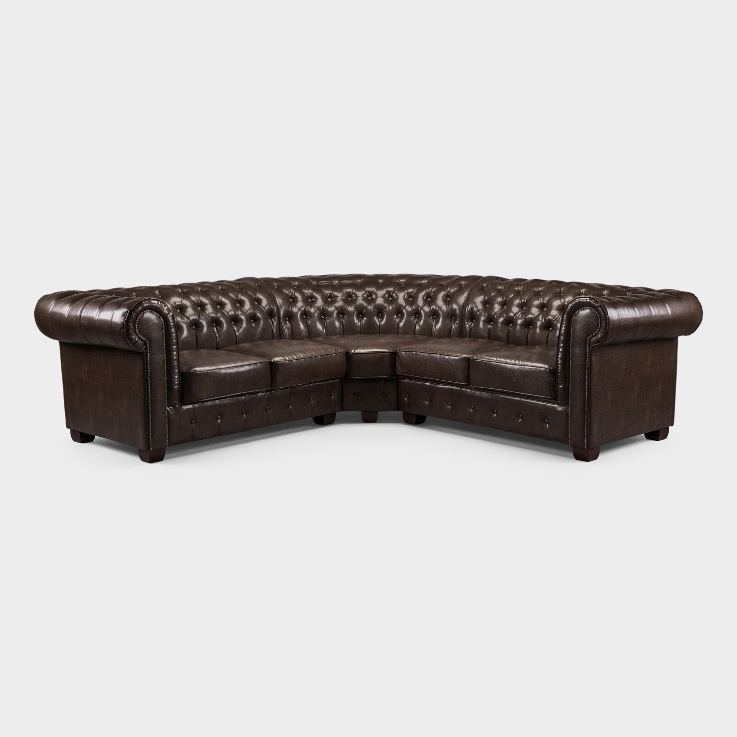 Chesterfield Sofa Antique Brown Large Corner