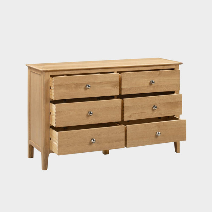 Cole Chest Oak 6 Drawer Wide