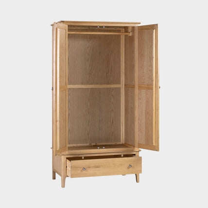 Cole Wardrobe Oak 2 Door 1 Drawer