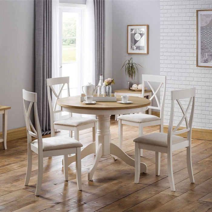 Dara Round Dining Table Ivory/Oak