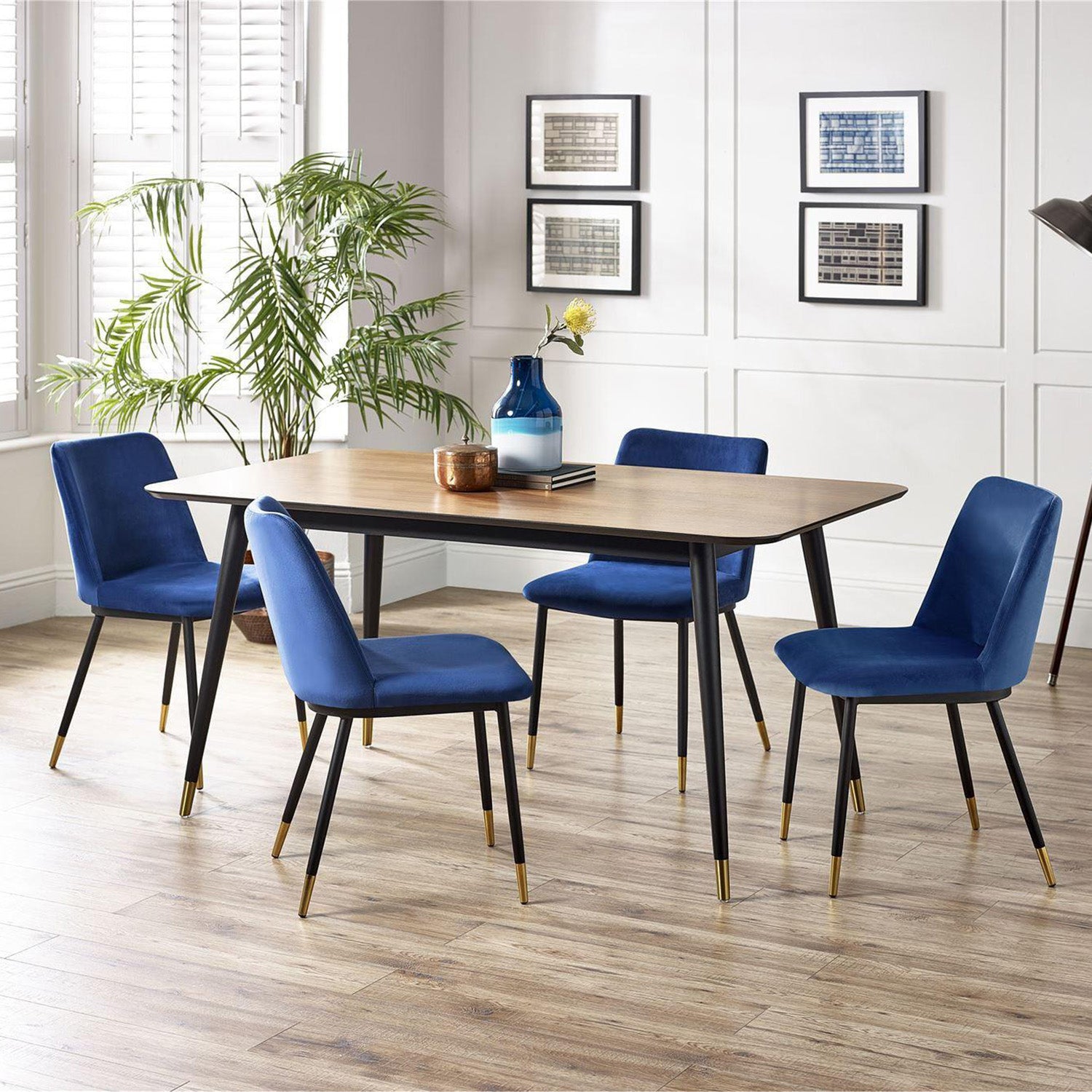 Flavia Rectangular Dining Table Black/Walnut