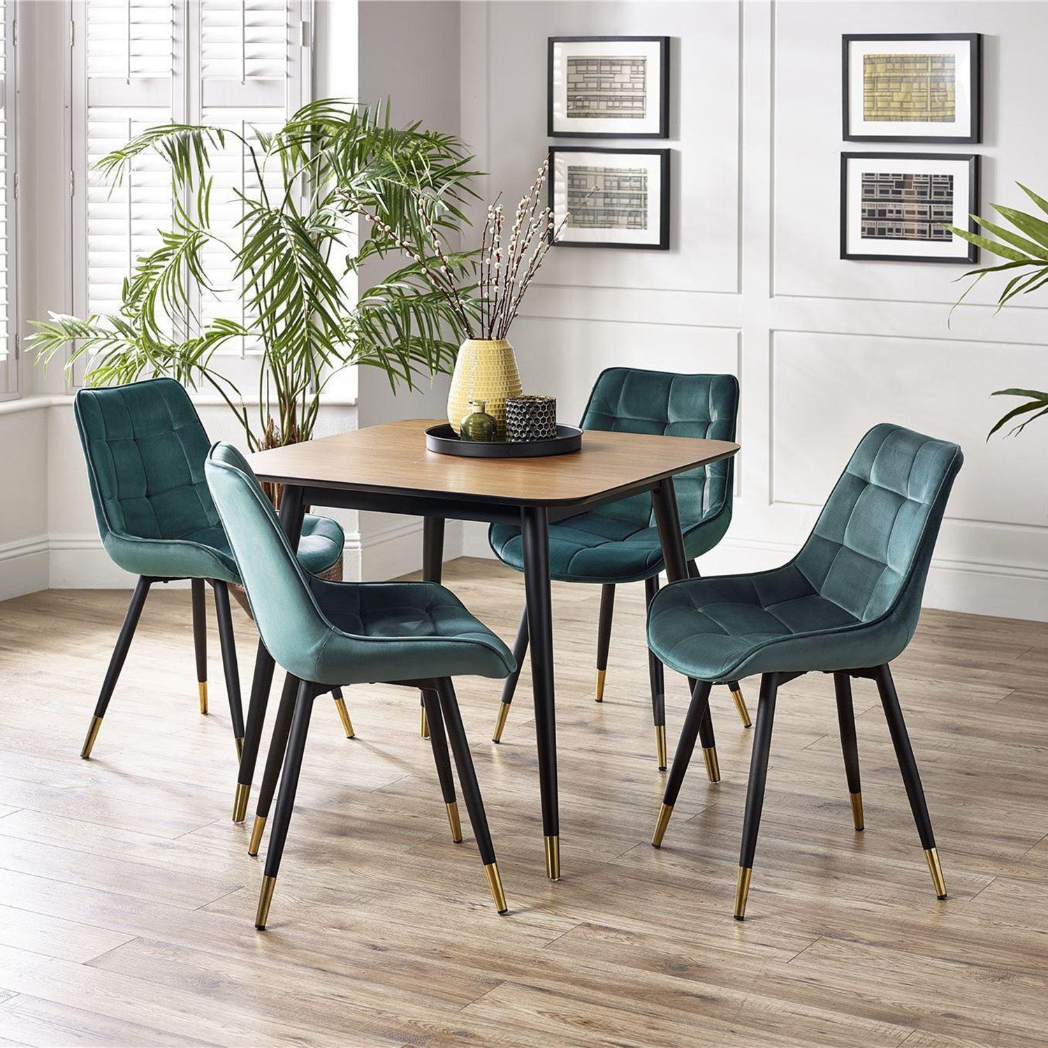 Flavia Square Dining Table Black/Walnut