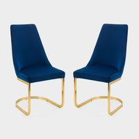 Flora Set Of 2 Dining Chairs Blue/Gold
